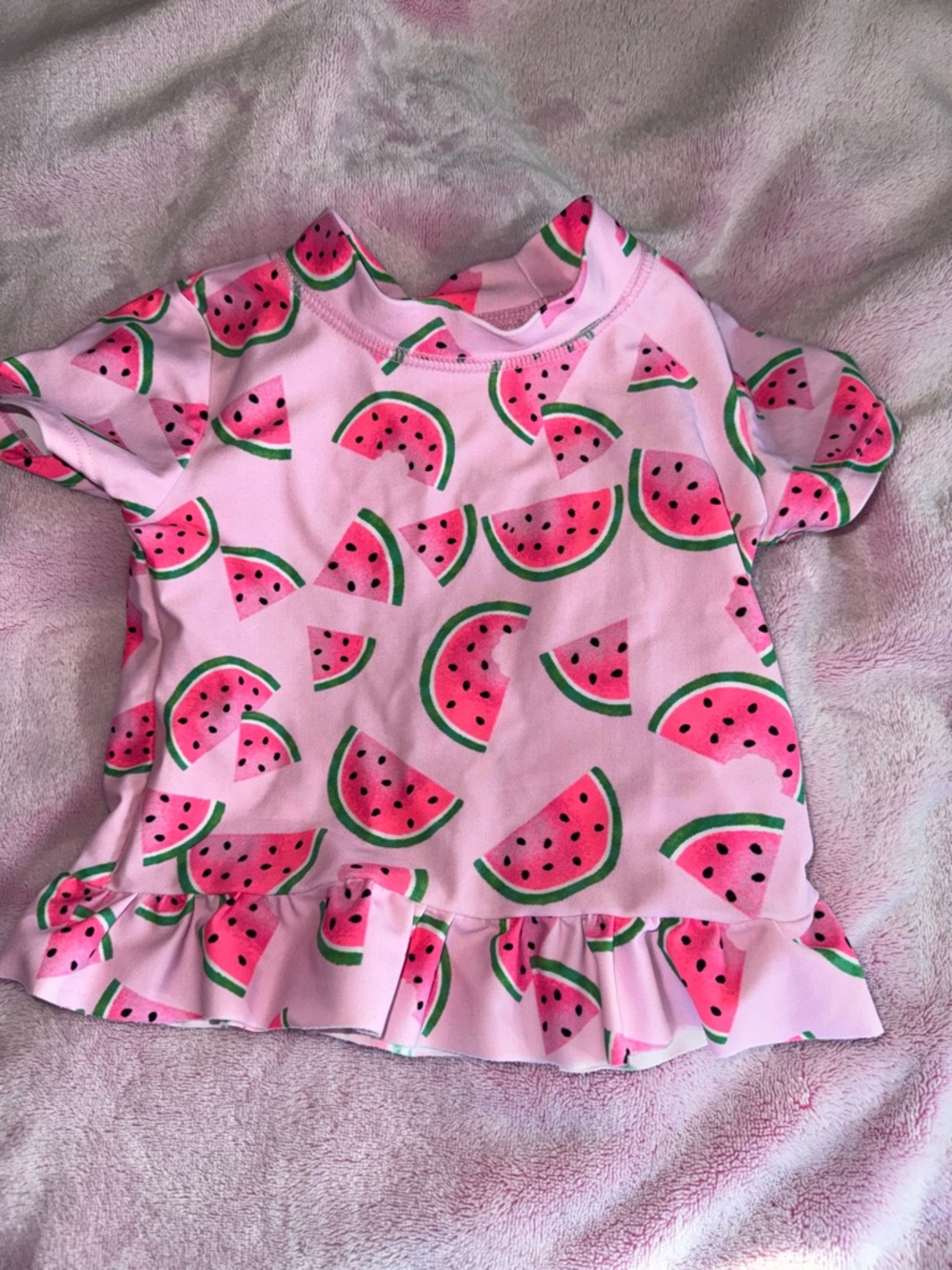 The Children's Place Pink Watermelon Ruffle Rashguard